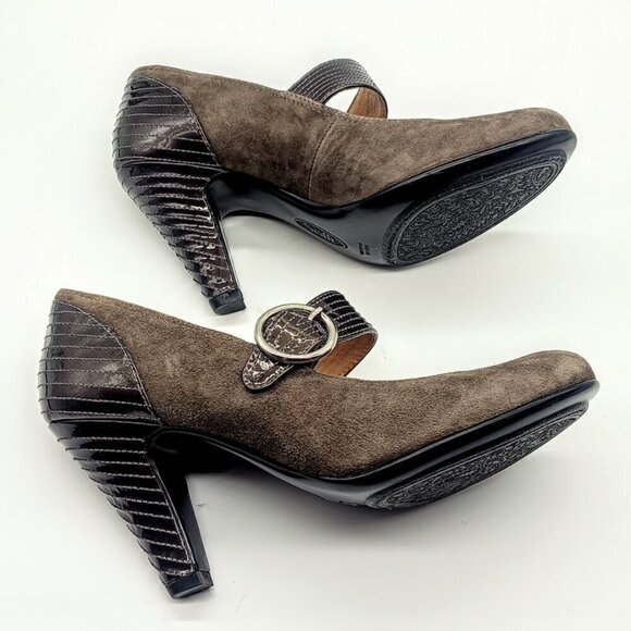 Sofft Brown Suede Patent Leather Mary Jane Pumps 7.5 - Picture 6 of 10